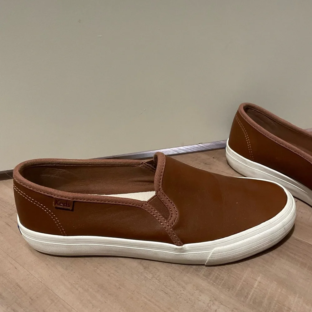 Keds Tan Leather Slip-Ons - Picture 3 of 5